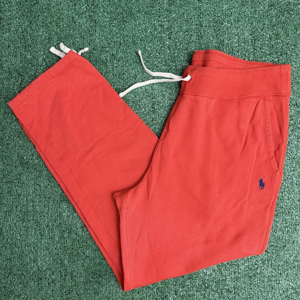 Polo Ralph Lauren Heavyweight Fleece Sweatpants Orange Sz XL Baggy Wide Leg